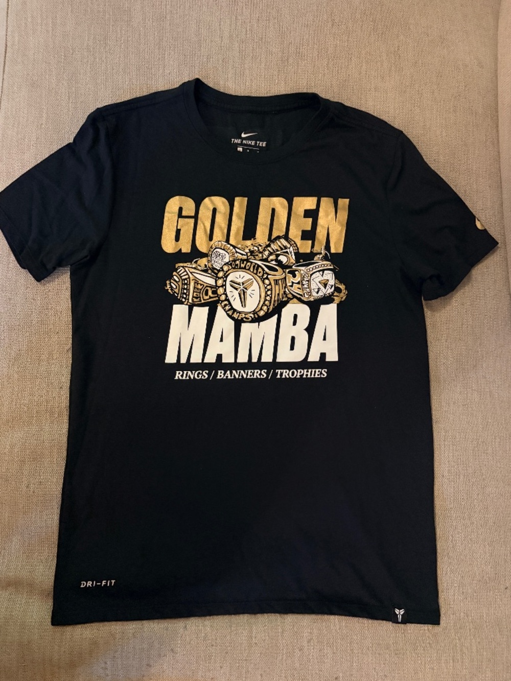 Nike Kobe Bryant Golden Mamba Dri- Fit -Black -Rings, Banners, Trophies Shirt